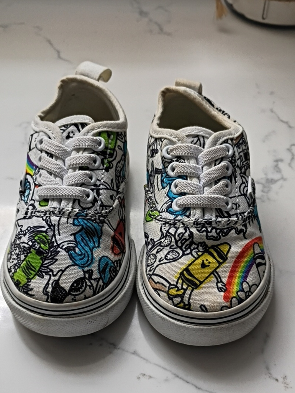 Vans Baby Colorful Crayon Print Canvas Sneakers - White